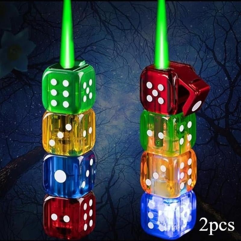 💕Hot sale 49% OFF💖🔥 Creative Gas Lighter – Rechargeable Windproof Green Flame Dice Design 🎲