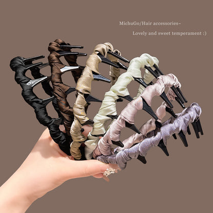 ✨Retro Beaded Claw Headband Set – Vintage-Inspired Hair Accessory with Pearl & Fabric Detail | Stylish Hair Hoop for Women, Perfect for Daily & Party Looks!👑