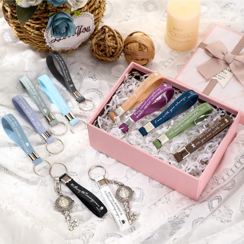 ✨Christian Bible Verse Keychain Set – Inspirational Religious Wristlet Keychains with Faith, Hope & Scripture Quotes | Perfect Gift for Believers & Church Groups!✝️