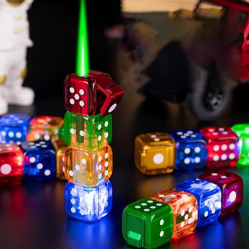 💕Hot sale 49% OFF💖🔥 Creative Gas Lighter – Rechargeable Windproof Green Flame Dice Design 🎲