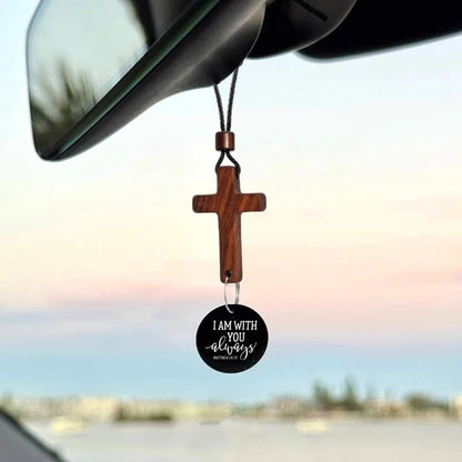 💥Big sale⚡📖 NFC Bible Verse Car Cross - Scan for Daily Scripture, Christian Car Accessory, Rearview Mirror Faith Decor✝️