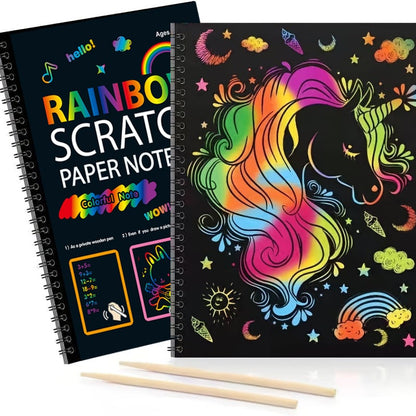 🦄 Magical Rainbow Scratch Paper Notebook – Unicorn & Neon Art Fun 🎨
