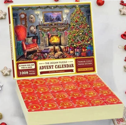 ✨Christmas Countdown Calendar Jigsaw Puzzle – 1000pcs Festive Daily Surprise Puzzle with 24 Holiday Boxes | Cozy Village Scene for Family Xmas Fun & Decor!🎄