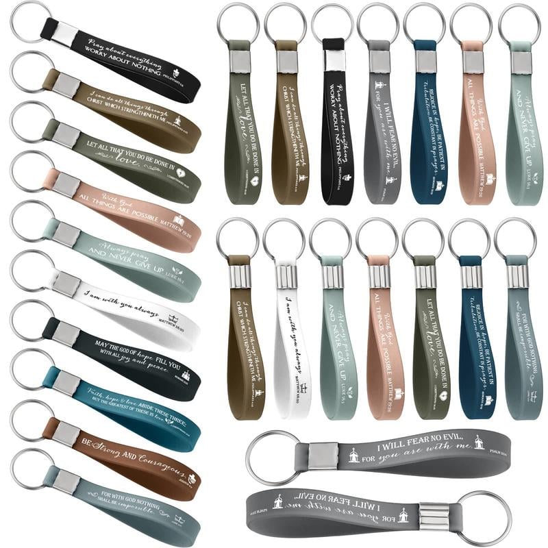 ✨Christian Bible Verse Keychain Set – Inspirational Religious Wristlet Keychains with Faith, Hope & Scripture Quotes | Perfect Gift for Believers & Church Groups!✝️