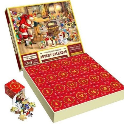 ✨Christmas Countdown Calendar Jigsaw Puzzle – 1000pcs Festive Daily Surprise Puzzle with 24 Holiday Boxes | Cozy Village Scene for Family Xmas Fun & Decor!🎄