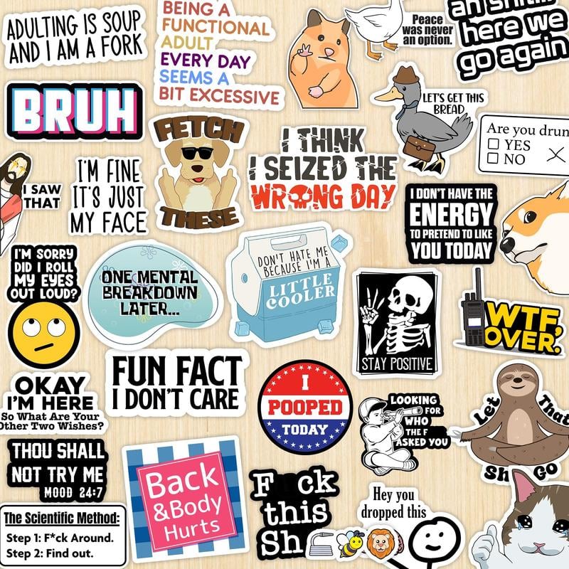✨130 Pcs Funny Meme Stickers Set – Hilarious Saying & Cartoon Decals for Laptops, Water Bottles & Gifts | Hot Seller for Humor Lovers!😂