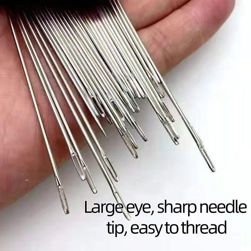 🧵34PCS Big Eye Steel Needles Set - Long & Thin Handmade Quilting & Sewing Needles Kit for DIY Sewing Projects