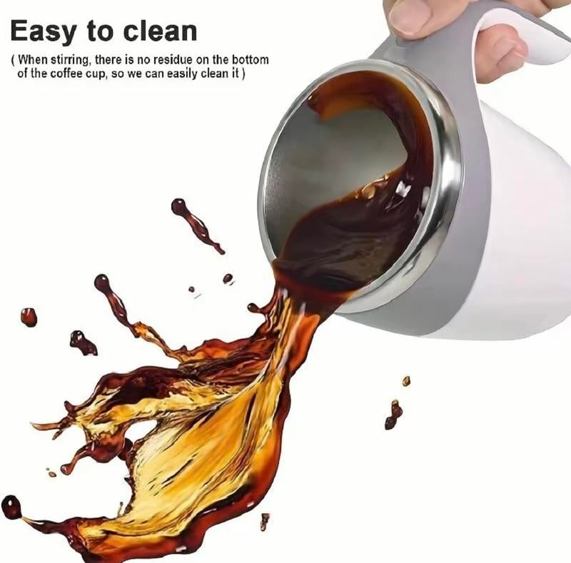 ✨380 ml Electric Automatic Stirring Coffee Mug – Stainless Steel Travel Mug with Lazy Rotating Magnet Design | Reusable, Leak-Proof & Keep-Warm for Home!☕